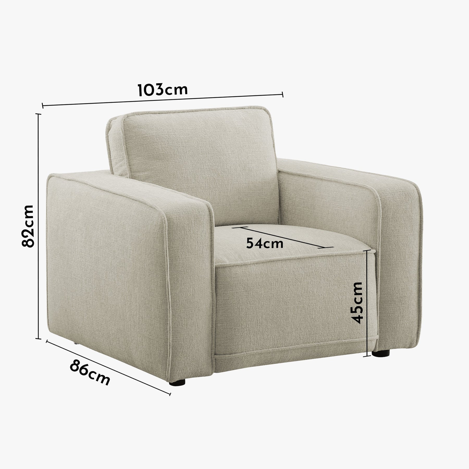 KALYA Fauteuil en tissu beige