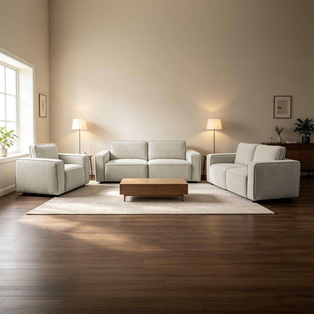 KALYA Fauteuil en tissu beige
