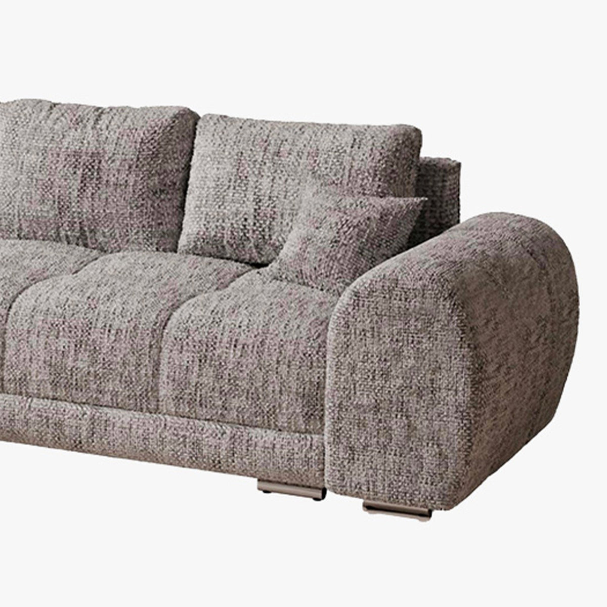 KAMILIA Canapé d'angle convertible avec coffre en tissu gris - Angle gauche