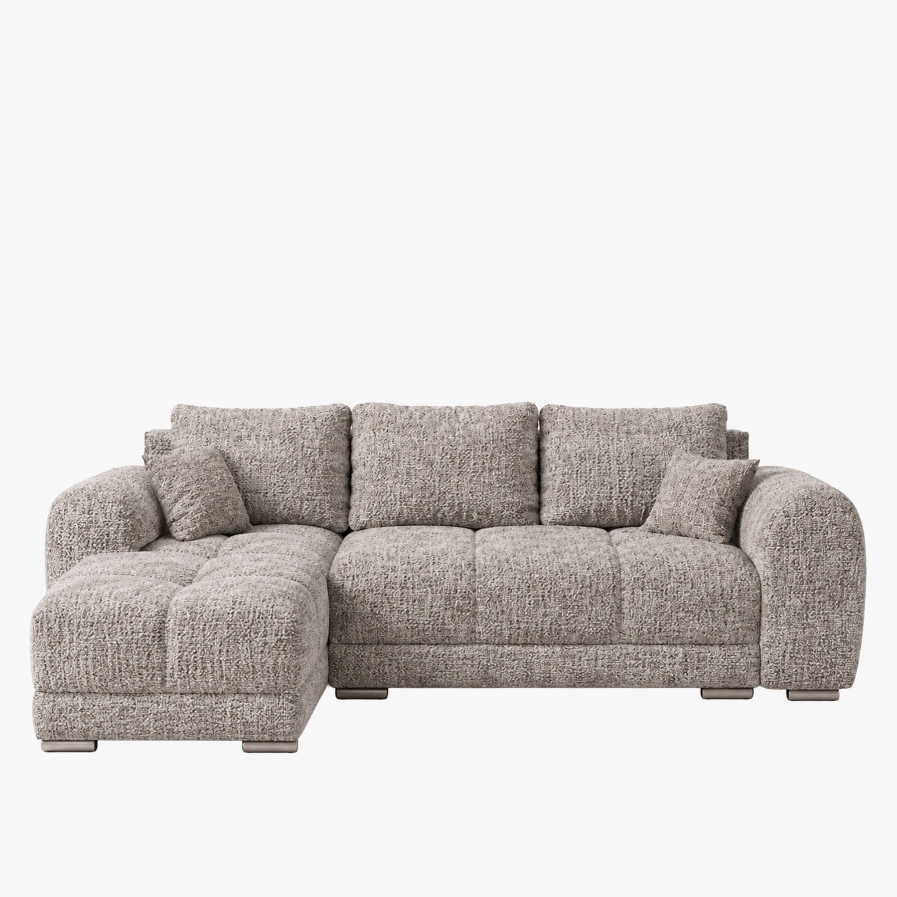 KAMILIA Canapé d'angle convertible avec coffre en tissu gris - Angle gauche
