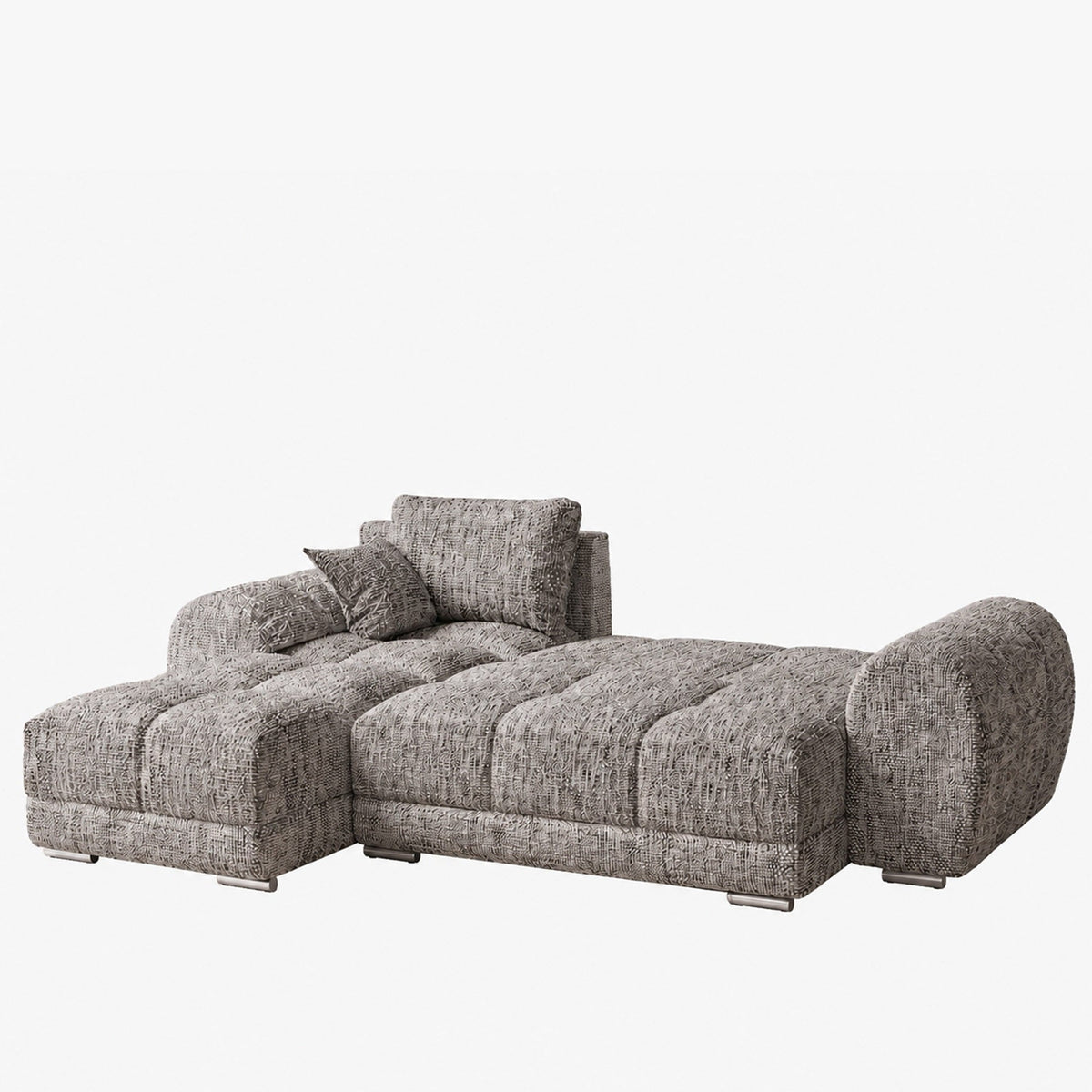 KAMILIA Canapé d'angle convertible avec coffre en tissu gris - Angle gauche