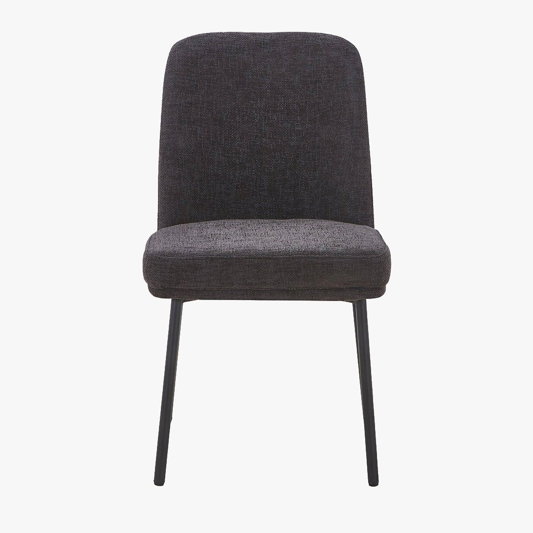 KAYNA Lot de 2 chaises en tissu gris foncé pieds en métal noir