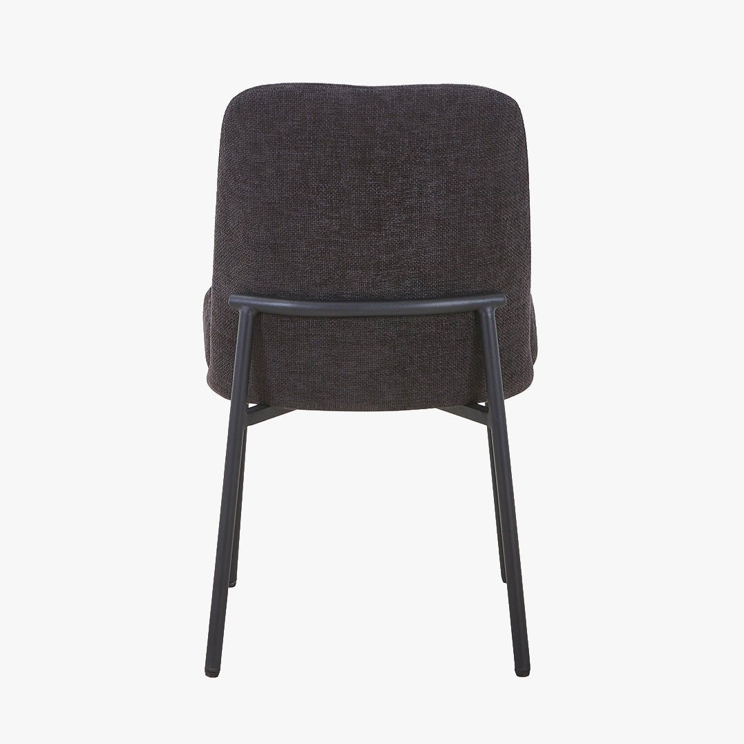 KAYNA Lot de 2 chaises en tissu gris foncé pieds en métal noir