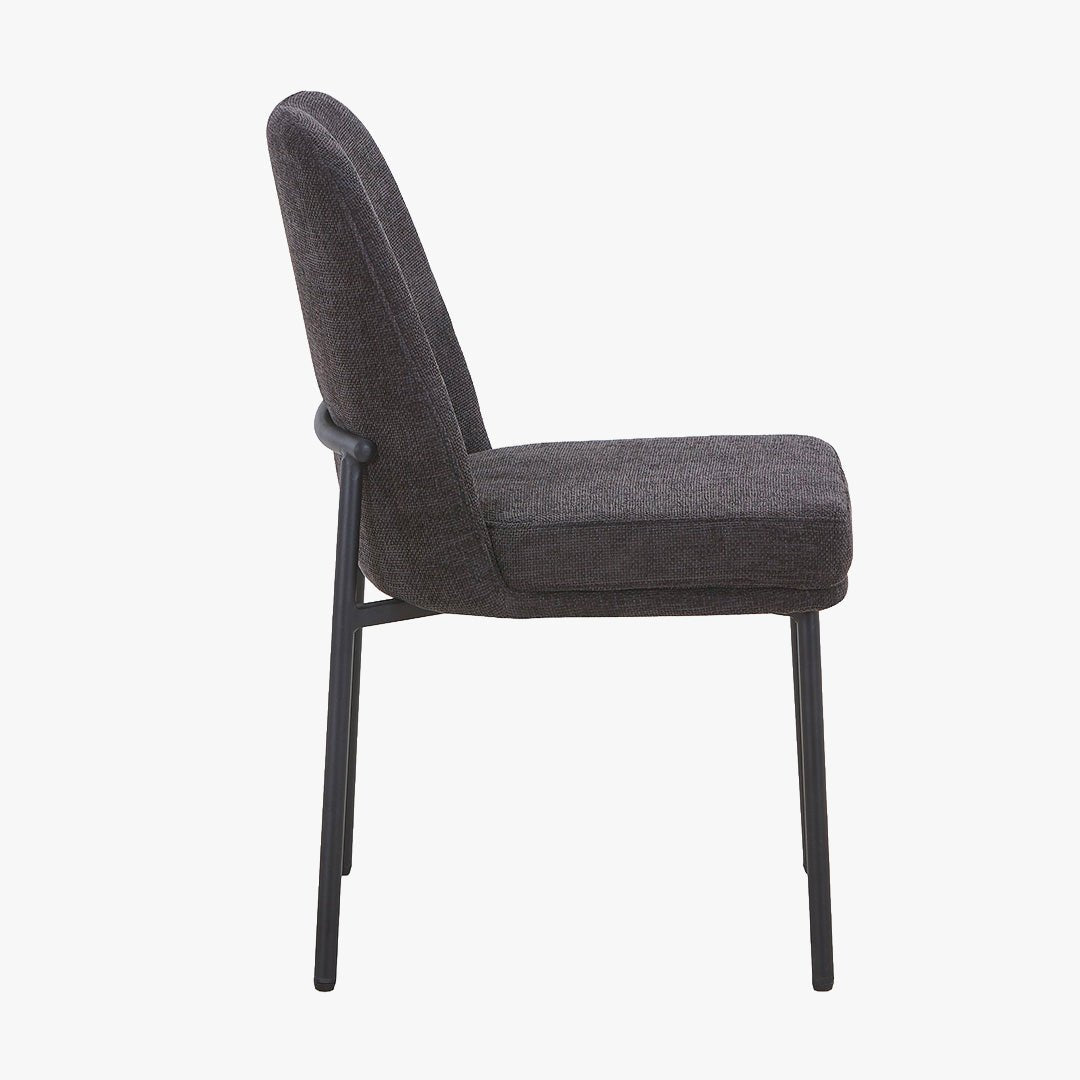 KAYNA Lot de 2 chaises en tissu gris foncé pieds en métal noir