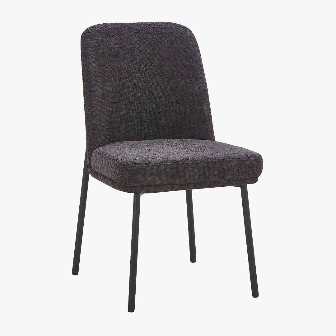 KAYNA Lot de 2 chaises en tissu gris foncé pieds en métal noir