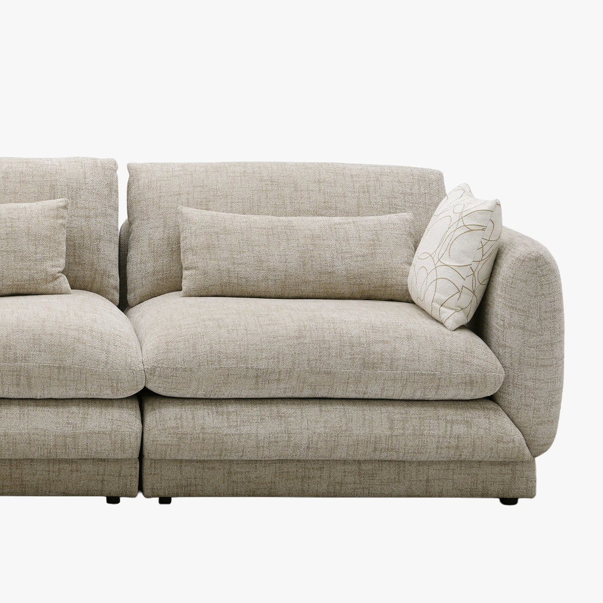 KENDAL Canapé d'angle en tissu taupe - Angle gauche