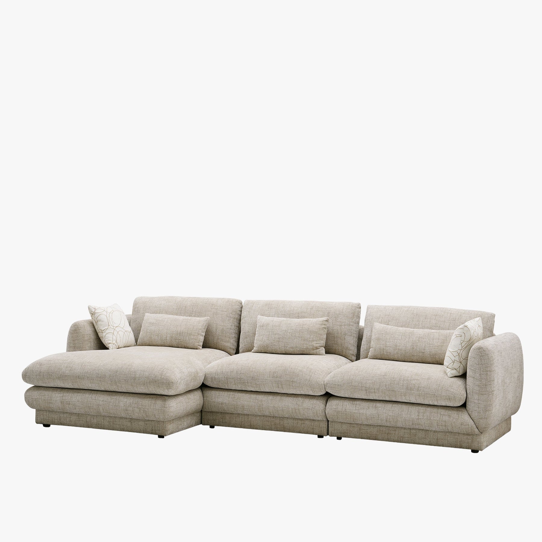 KENDAL Canapé d'angle en tissu taupe - Angle gauche