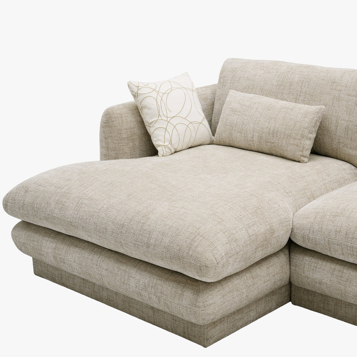 KENDAL Canapé d'angle en tissu taupe - Angle gauche