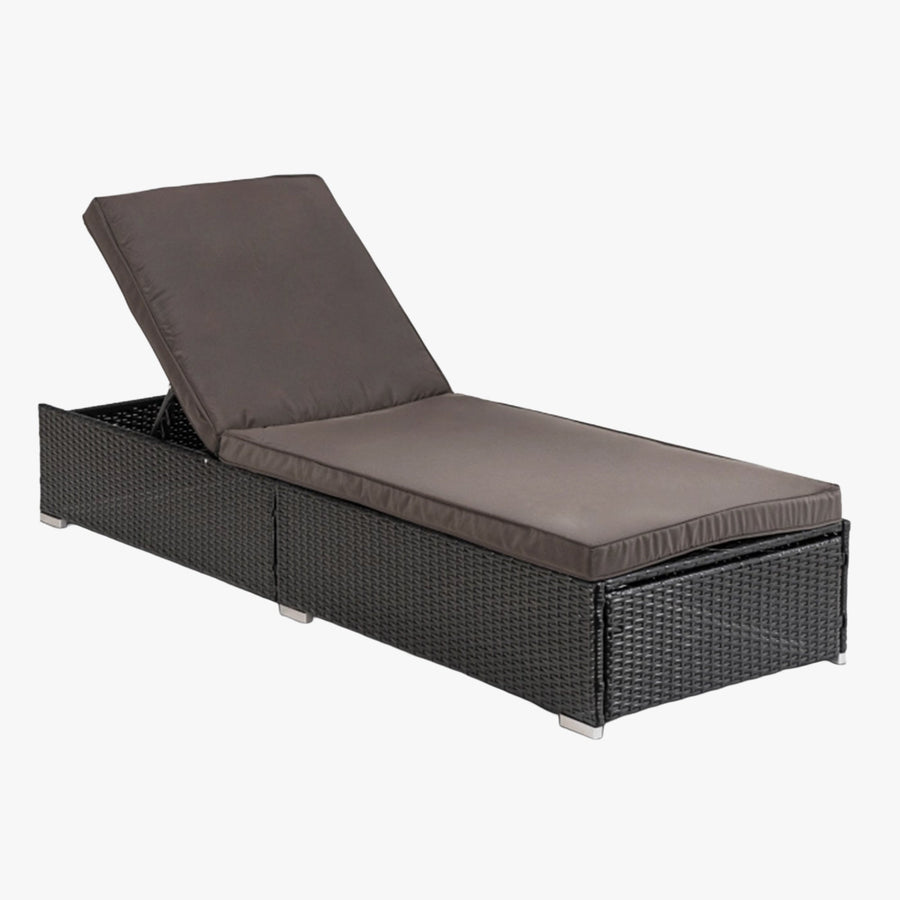 LARGO Fauteuil de jardin en rotin et tissu marron