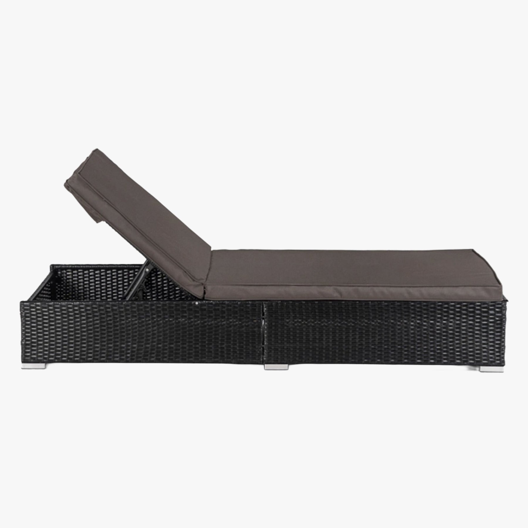 LARGO Fauteuil de jardin en rotin et tissu marron