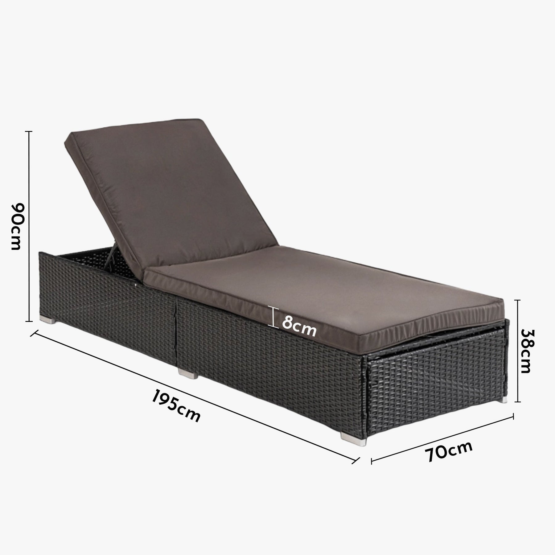 LARGO Fauteuil de jardin en rotin et tissu marron