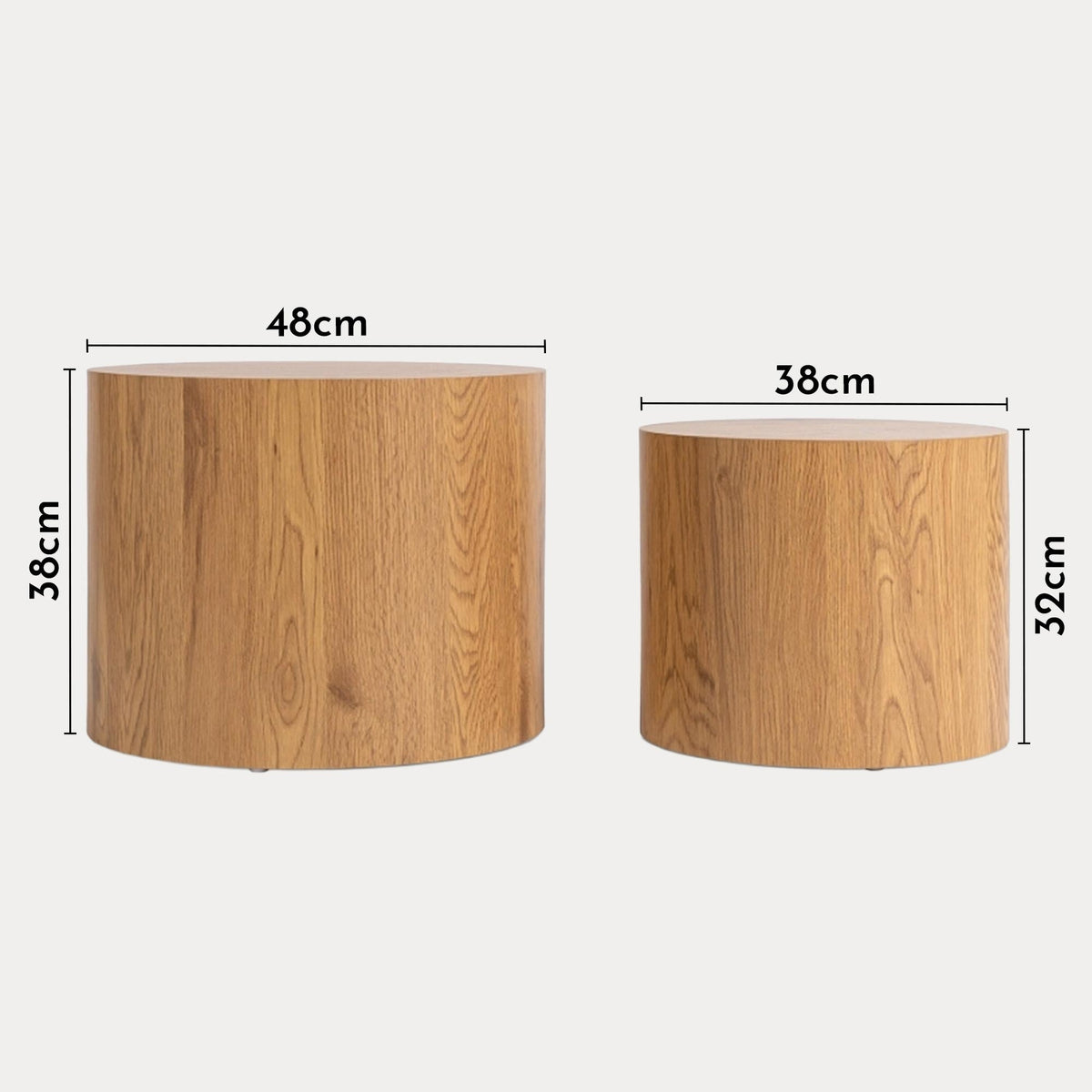 LEILA Lot de 2 tables basses couleur bois clair