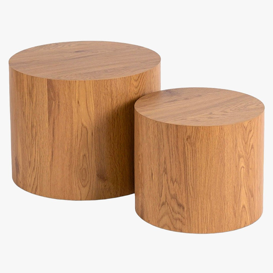 LEILA Lot de 2 tables basses couleur bois clair
