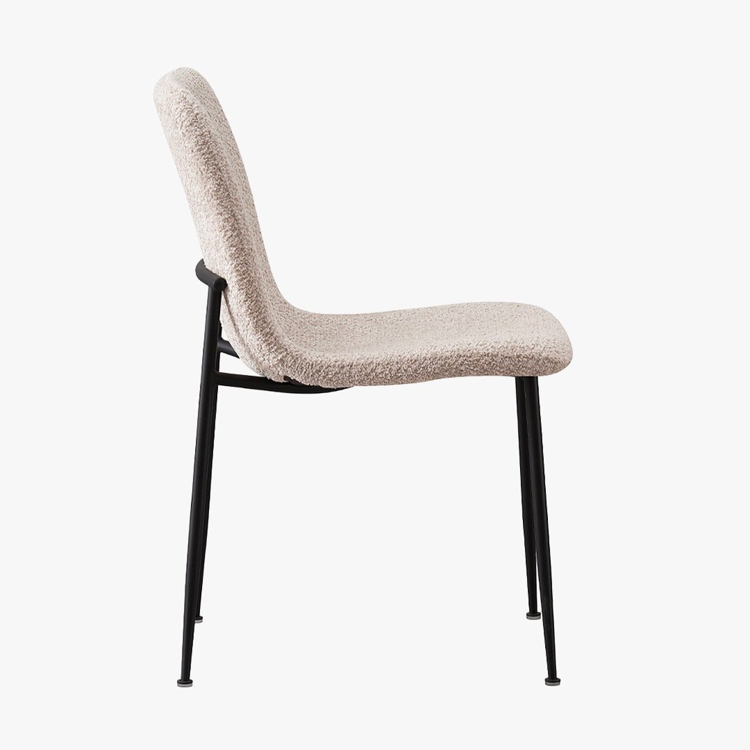 LEONOR Lot de 2 chaises en tissu bouclette beige pieds en métal noir