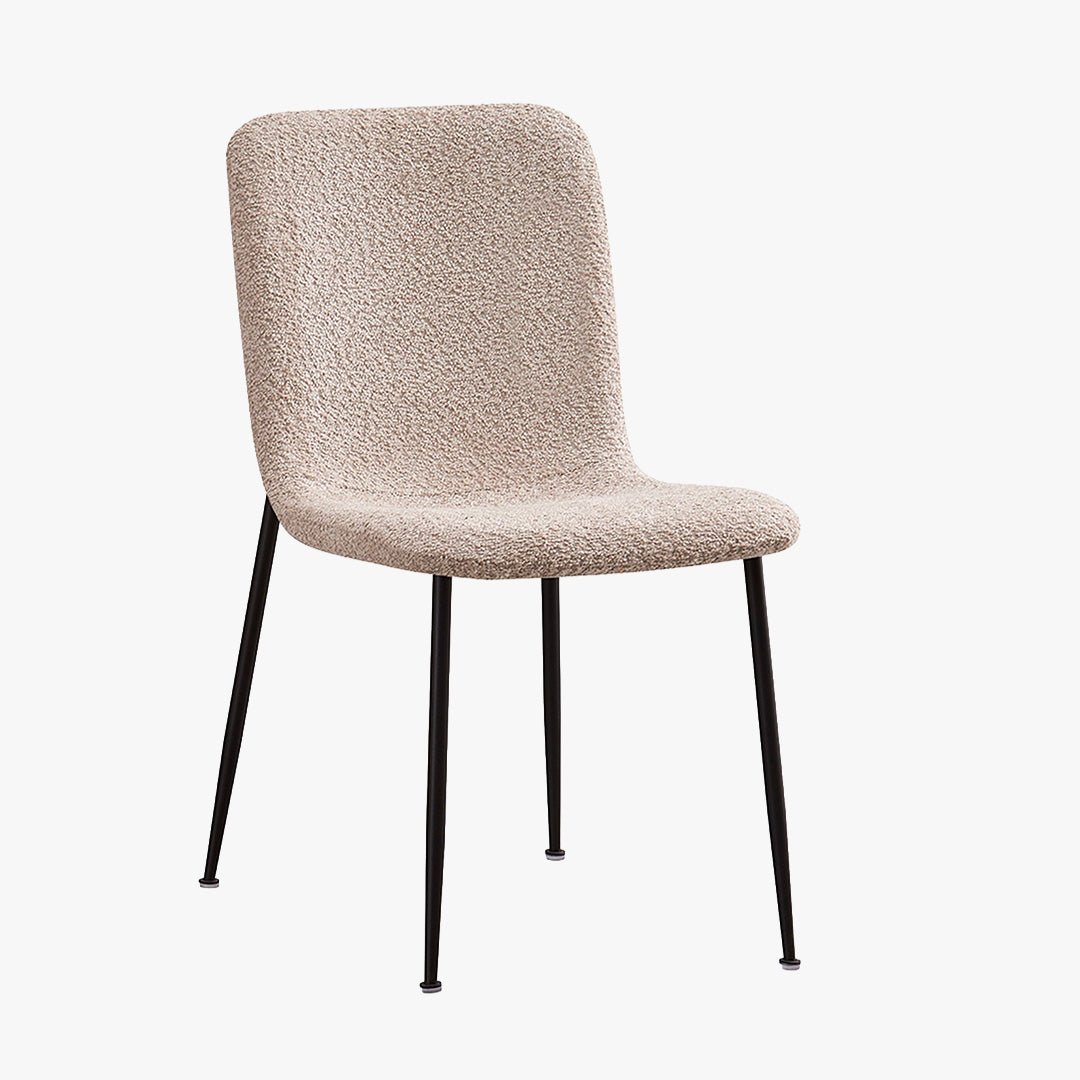 LEONOR Lot de 2 chaises en tissu bouclette beige pieds en métal noir