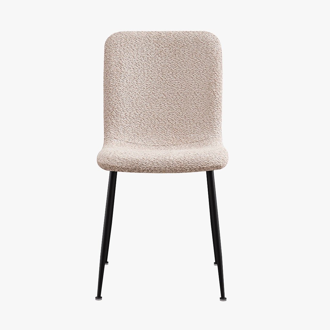 LEONOR Lot de 2 chaises en tissu bouclette beige pieds en métal noir