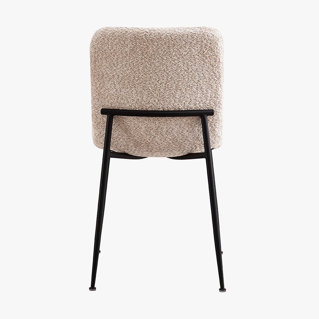 LEONOR Lot de 2 chaises en tissu bouclette beige pieds en métal noir