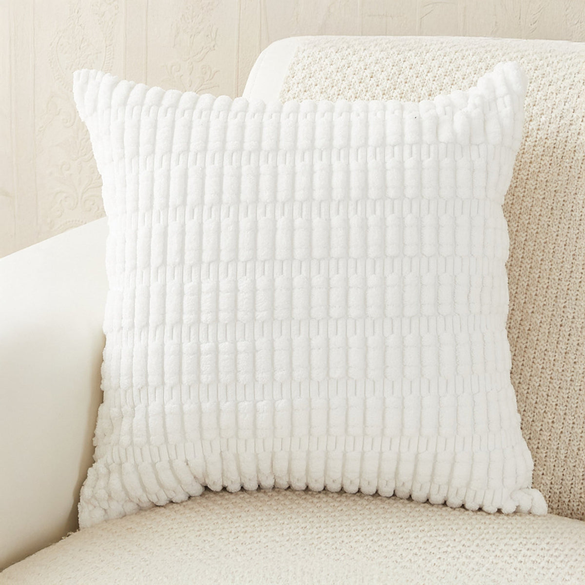 LEYSIA Coussin carré en tissu blanc 43x43 cm