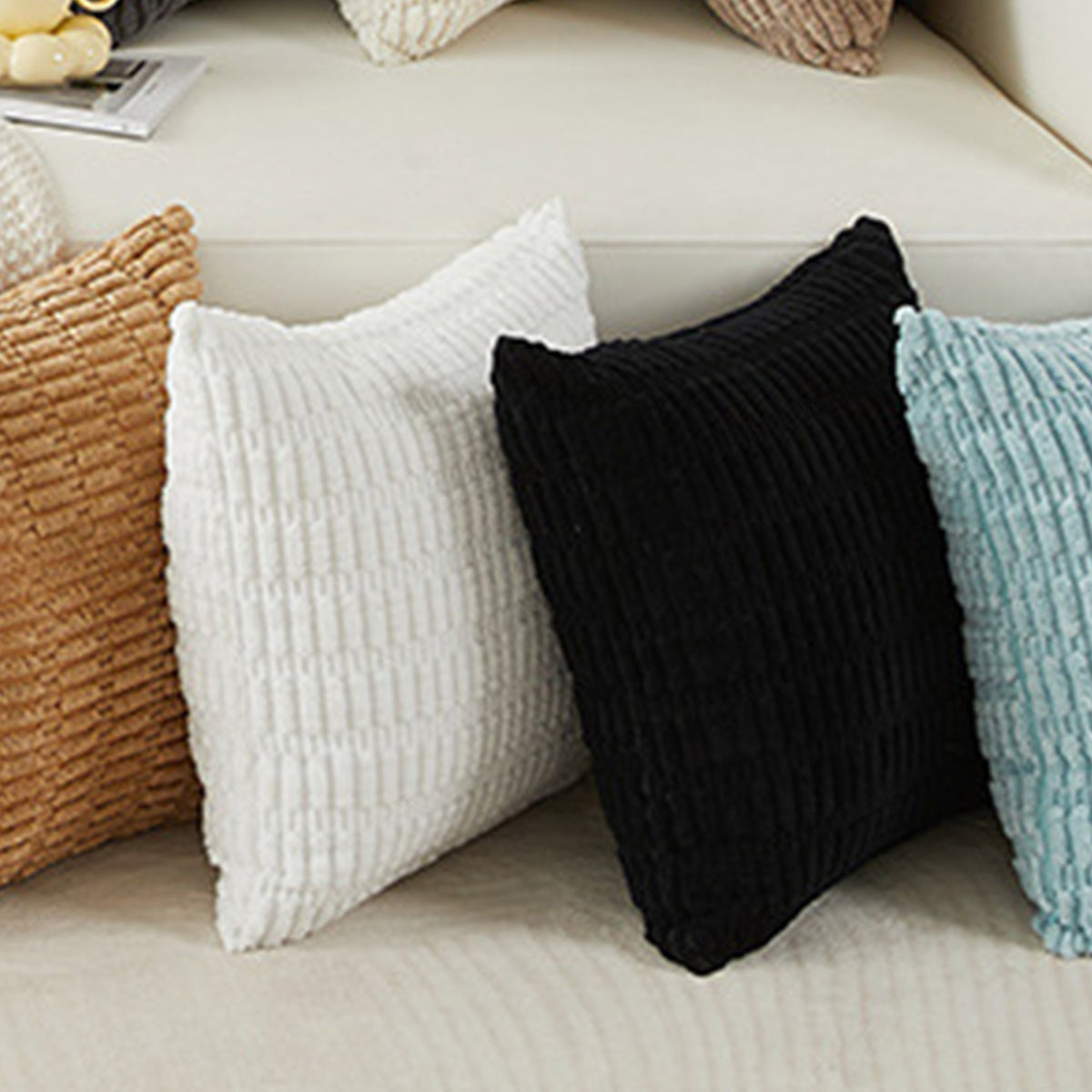 LEYSIA Coussin carré en tissu blanc 43x43 cm