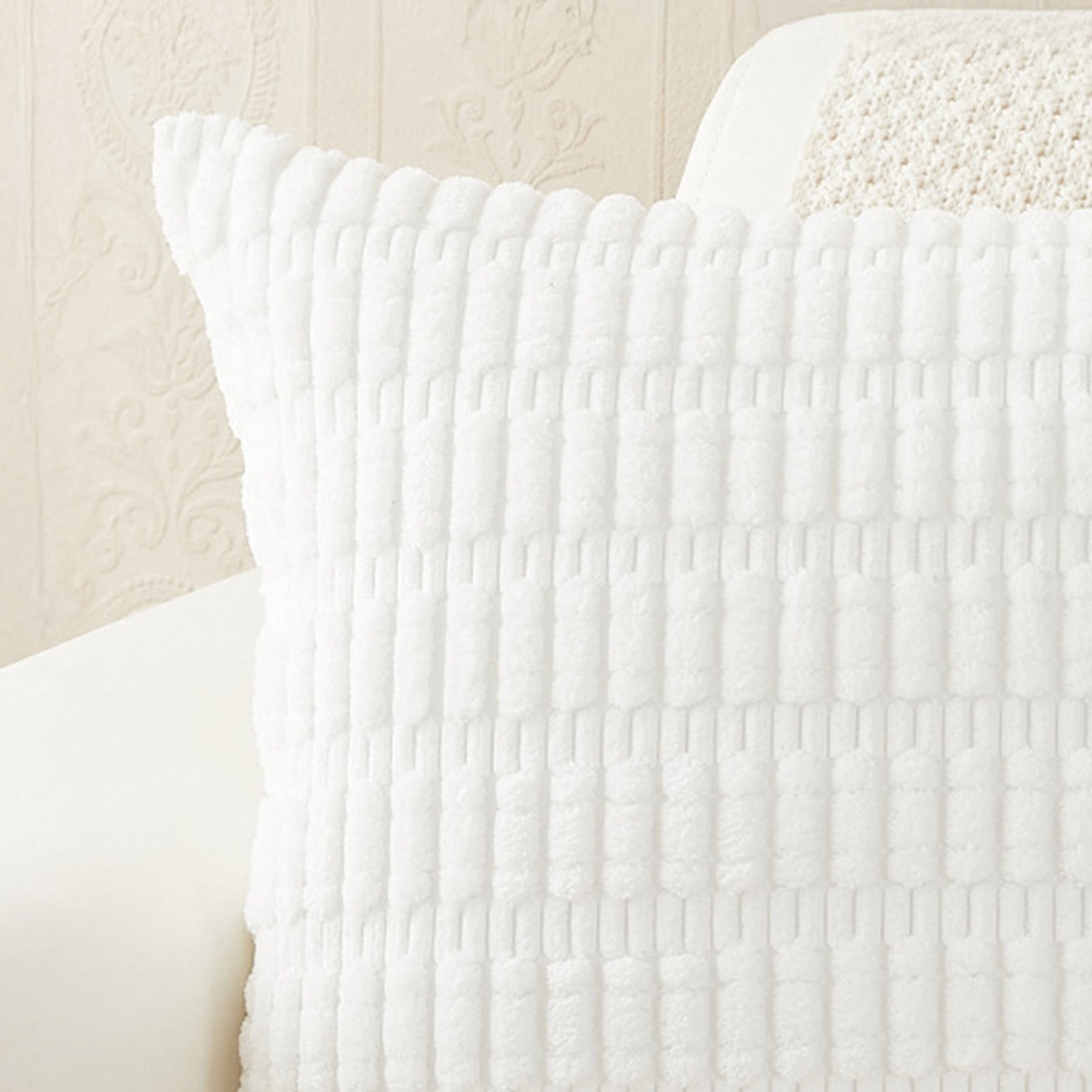 LEYSIA Coussin carré en tissu blanc 43x43 cm