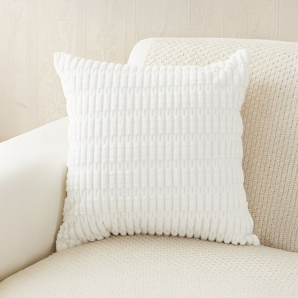 LEYSIA Coussin carré en tissu blanc 43x43 cm