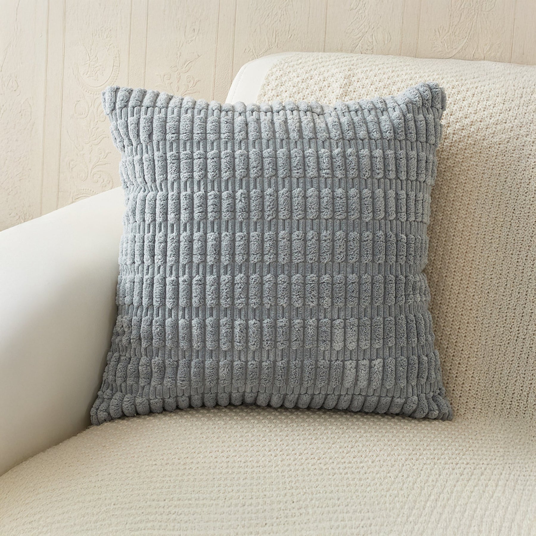 LEYSIA Coussin carré en tissu gris 43x43 cm