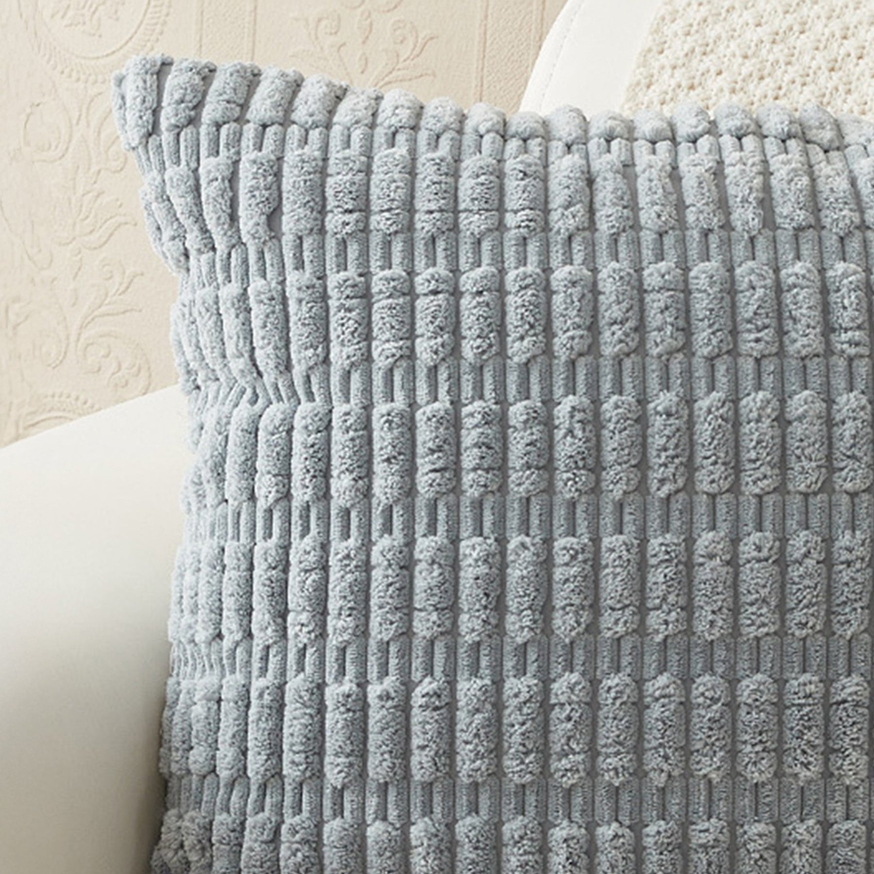 LEYSIA Coussin carré en tissu gris 43x43 cm