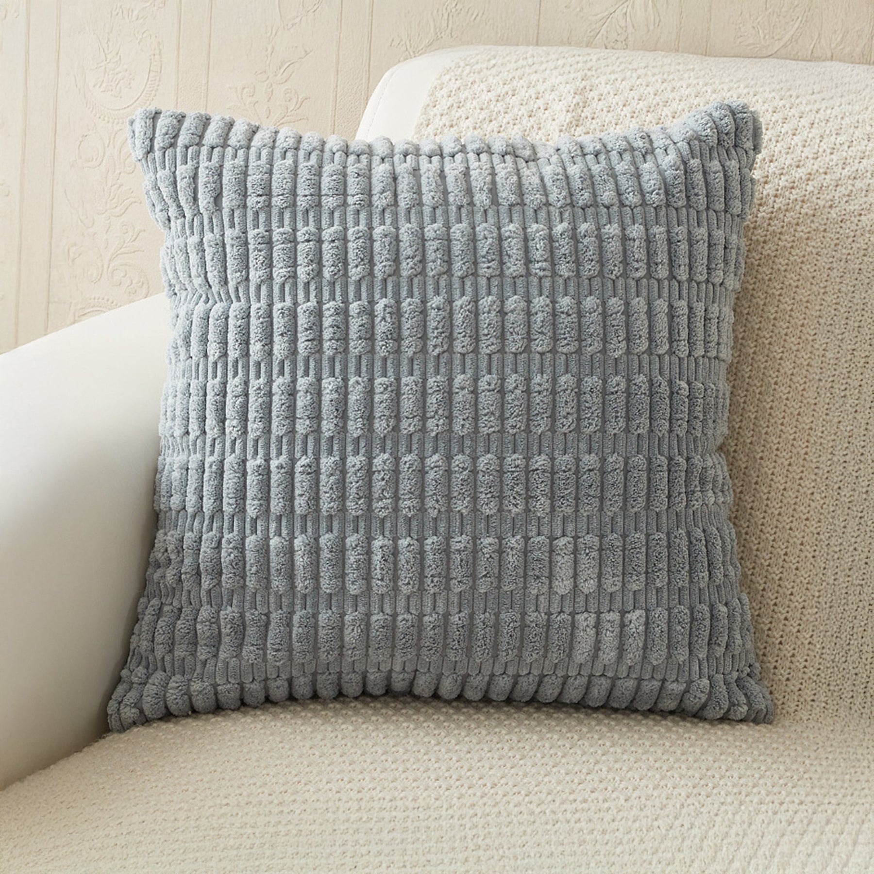 LEYSIA Coussin carré en tissu gris 43x43 cm