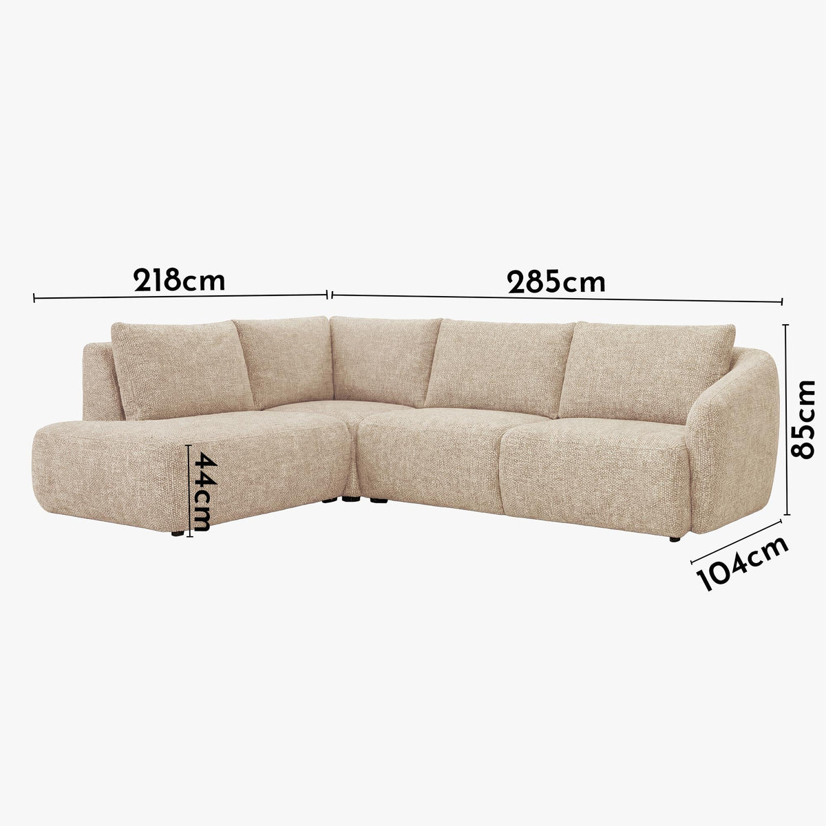LINDA Canapé d'angle modulable en tissu beige - Angle gauche