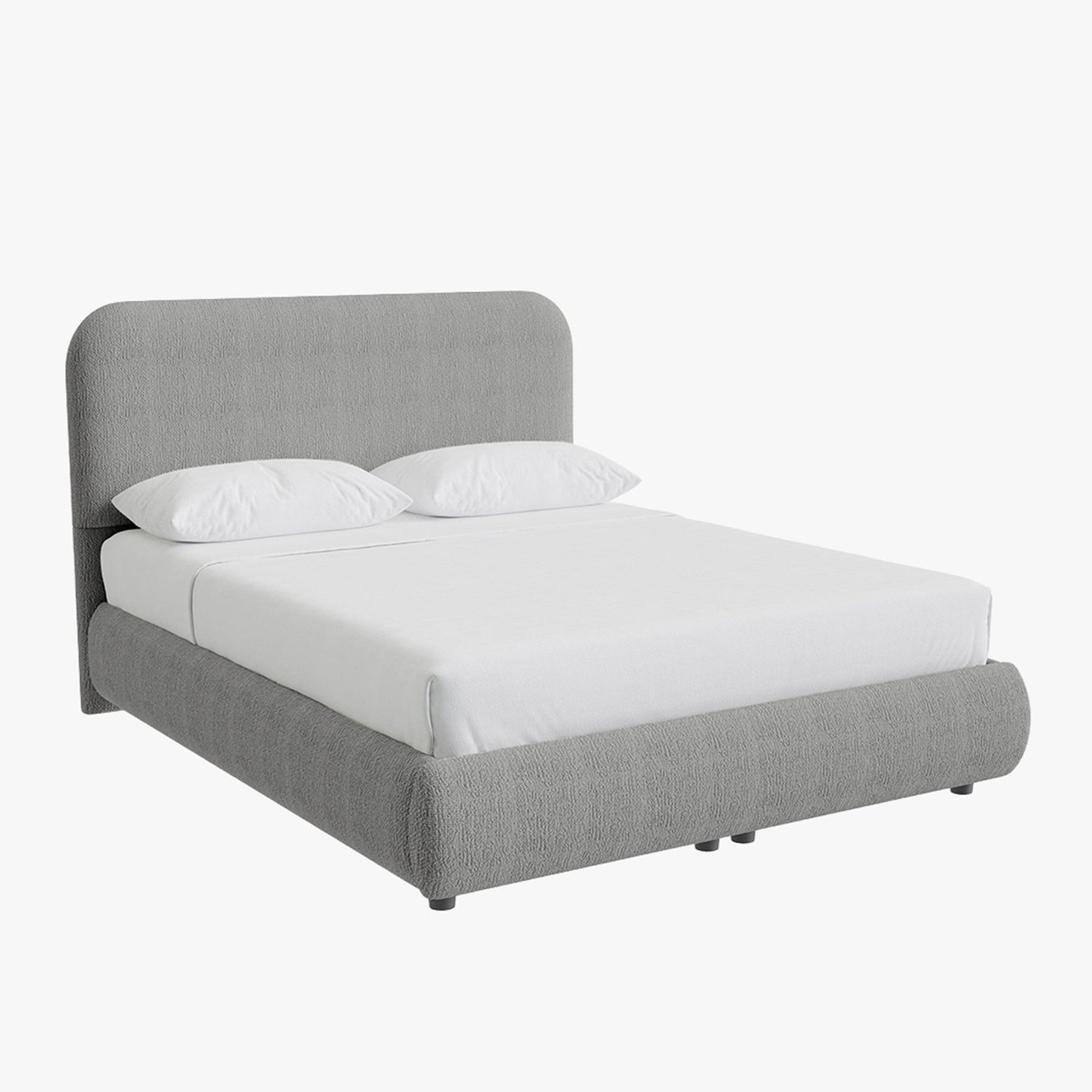 LINE Lit double en tissu gris vert avec coffre 140x190 cm