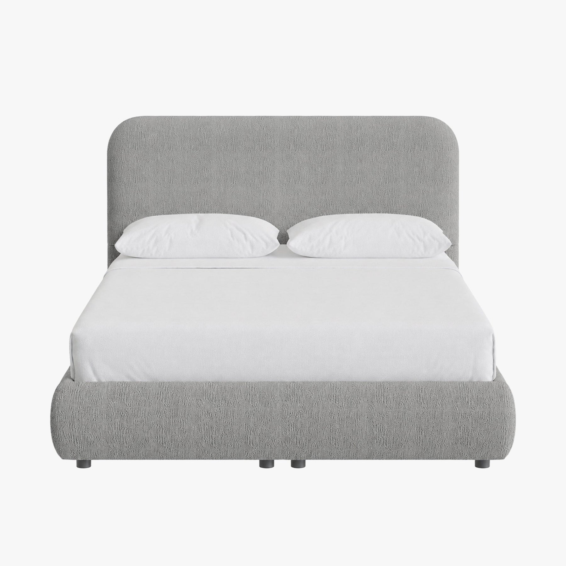 LINE Lit double en tissu gris vert avec coffre 140x190 cm