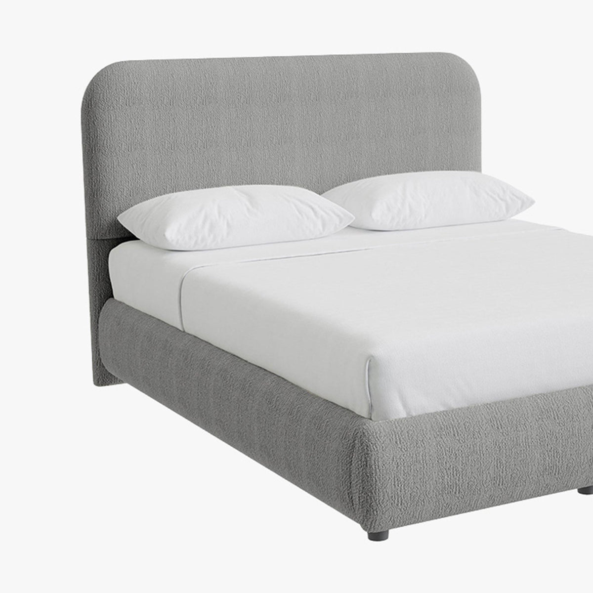 LINE Lit double en tissu gris vert avec coffre 180x200 cm