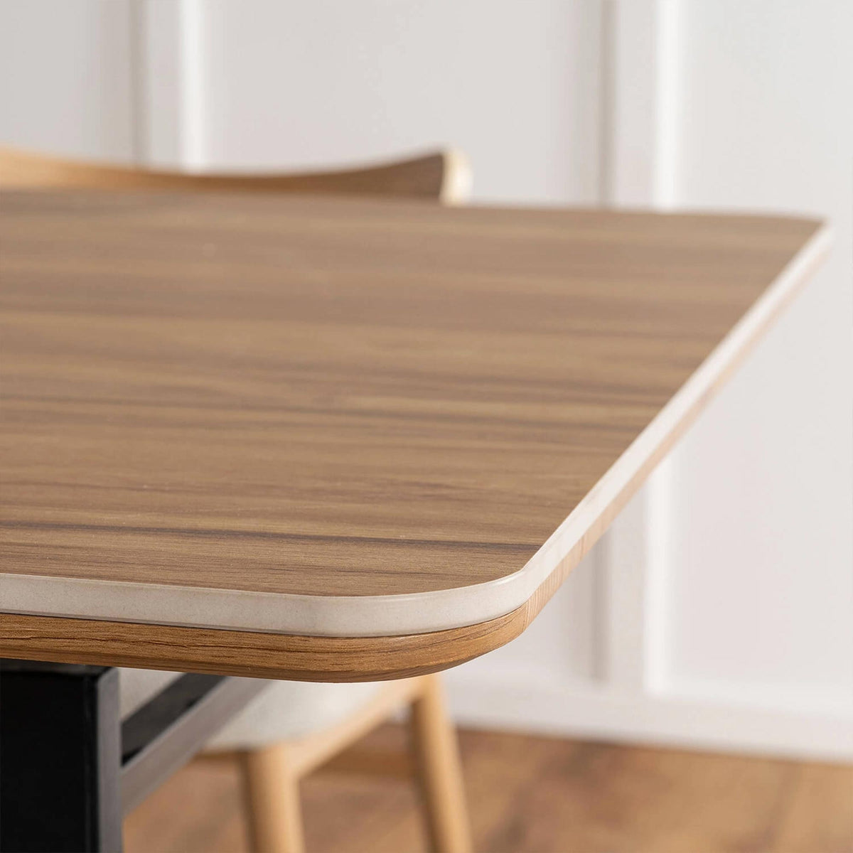 LIZBONA Table à manger extensible en céramique pieds couleur bois clair 160-200 cm