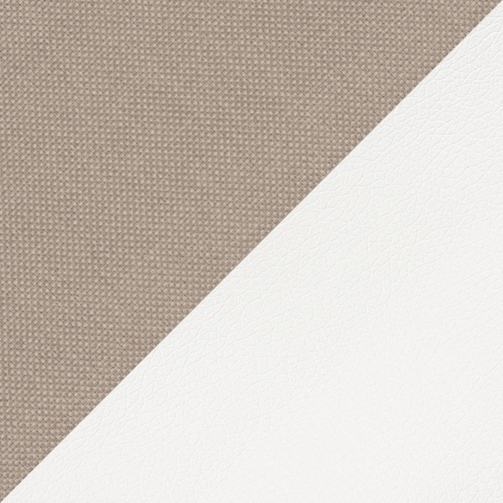 LOHAN Canapé d’angle convertible coffre de rangement en tissu beige et simili blanc - Angle droit