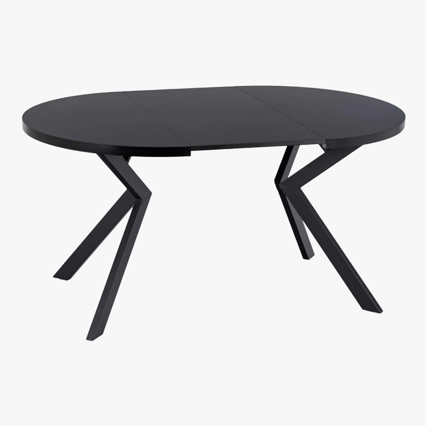 LUKAS Table à manger ronde extensible couleur bois noir pieds métal noir 100-250 cm
