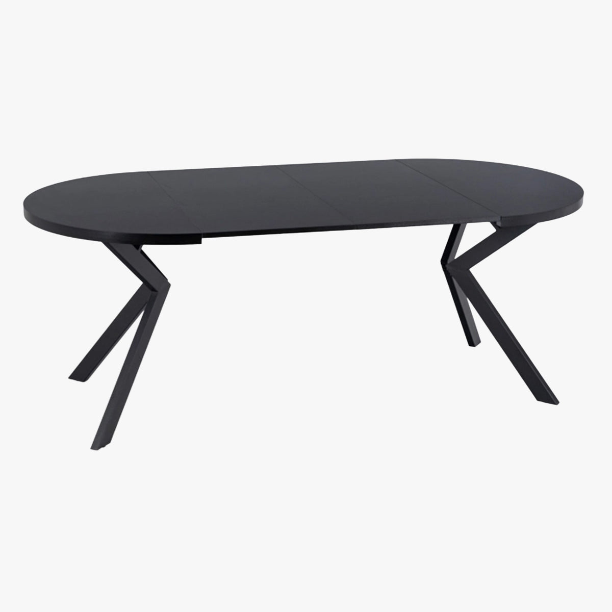 LUKAS Table à manger ronde extensible couleur bois noir pieds métal noir 100-250 cm