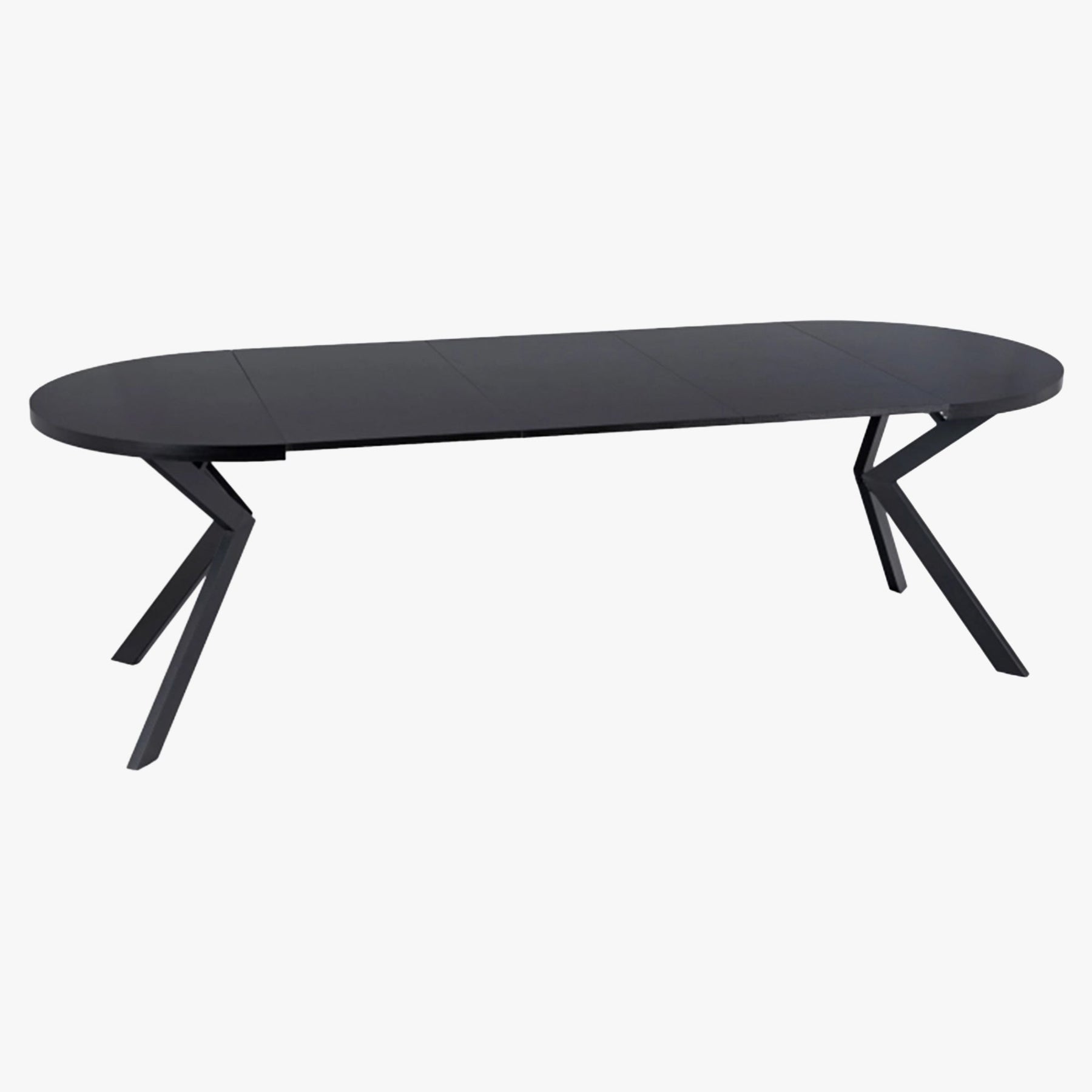 LUKAS Table à manger ronde extensible couleur bois noir pieds métal noir 100-250 cm