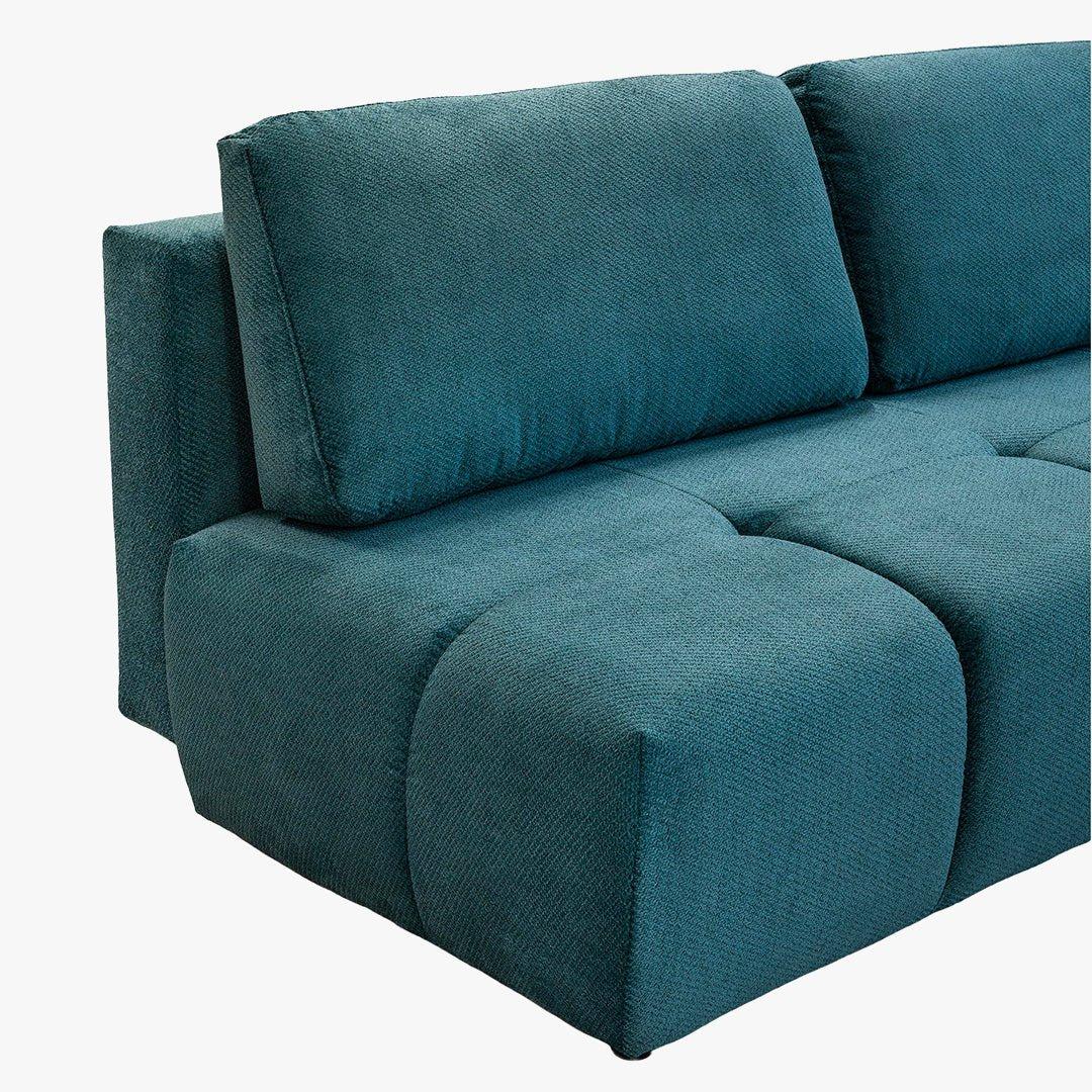 MELVA Canapé 3 places convertible avec coffre en tissu bleu