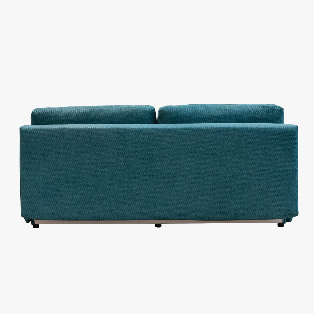 MELVA Canapé 3 places convertible avec coffre en tissu bleu
