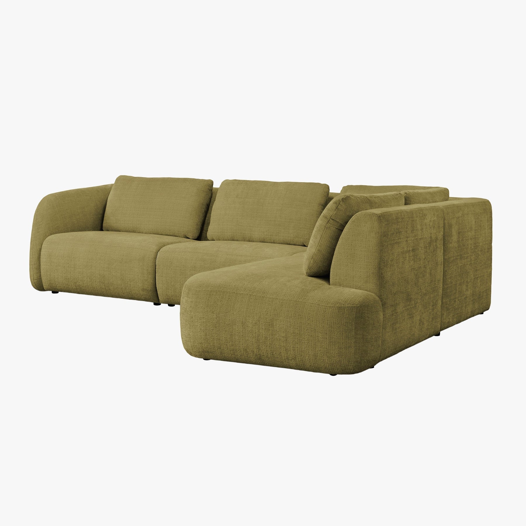 MERYA Canapé d'angle modulable en tissu vert olive - Angle droit