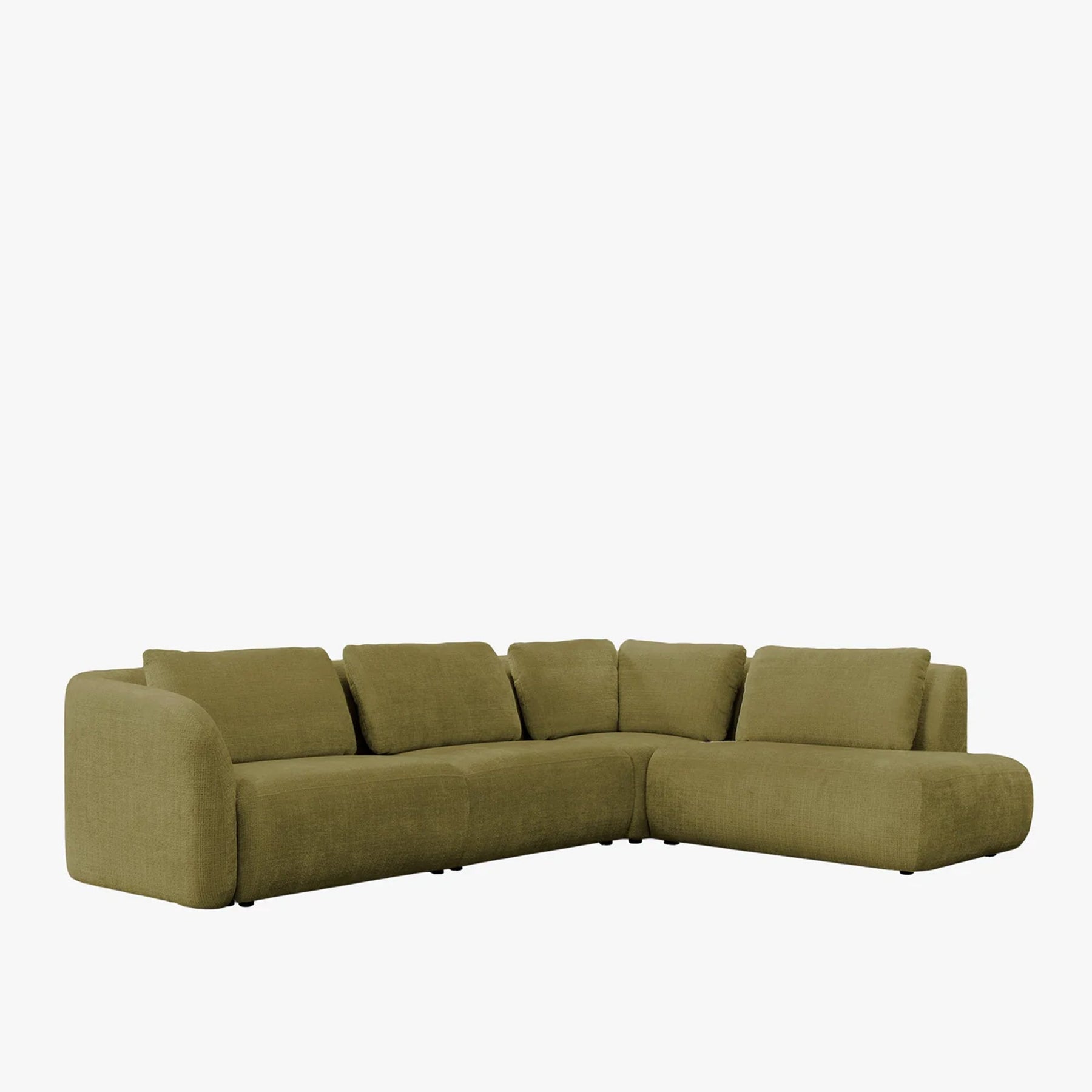 MERYA Canapé d'angle modulable en tissu vert olive - Angle droit