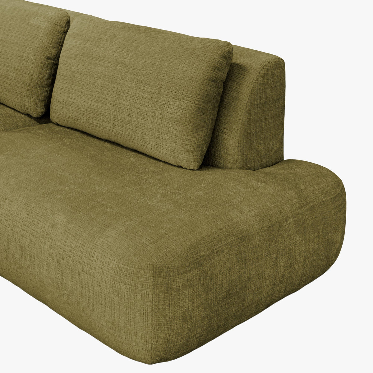 MERYA Canapé d'angle modulable en tissu vert olive - Angle droit