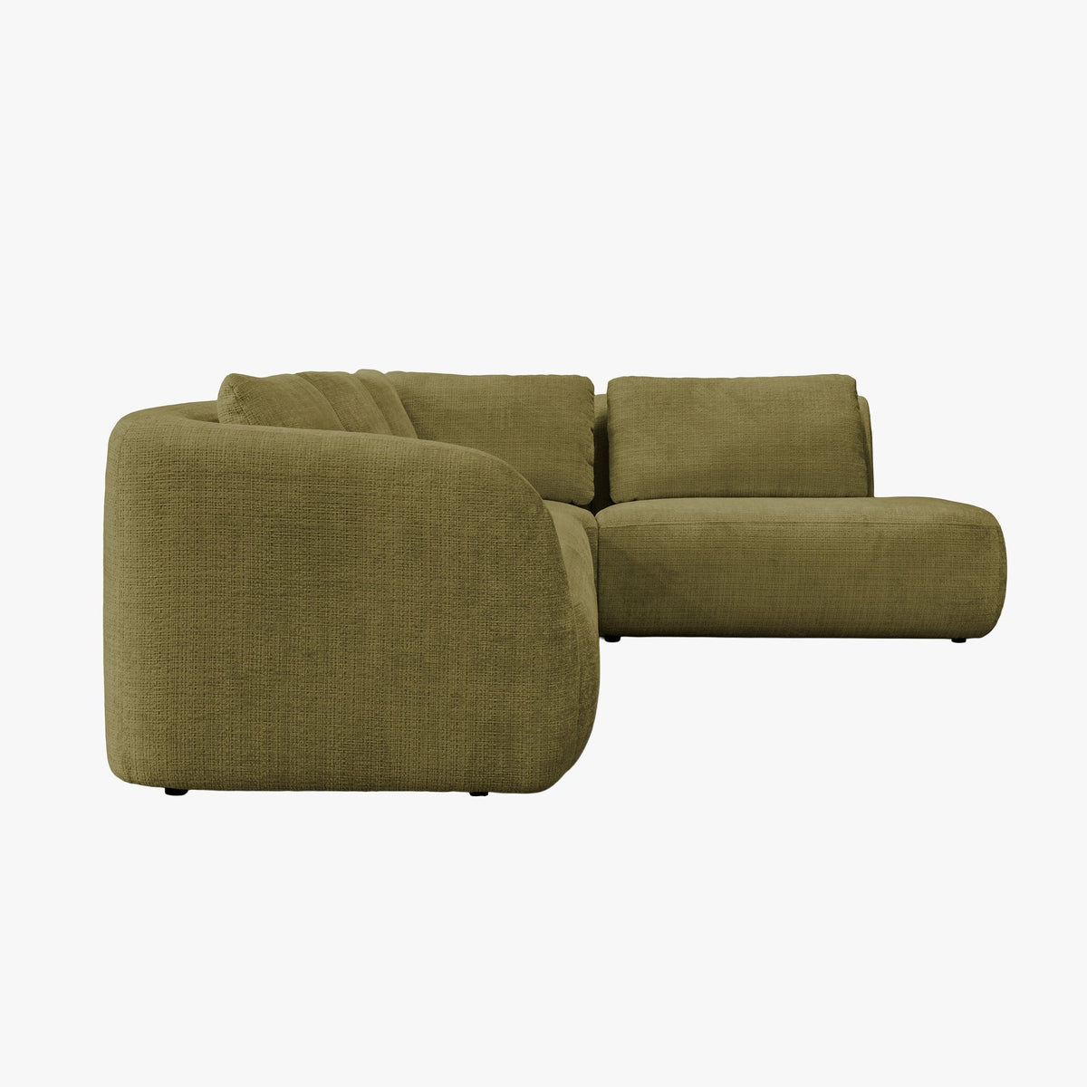 MERYA Canapé d'angle modulable en tissu vert olive - Angle droit