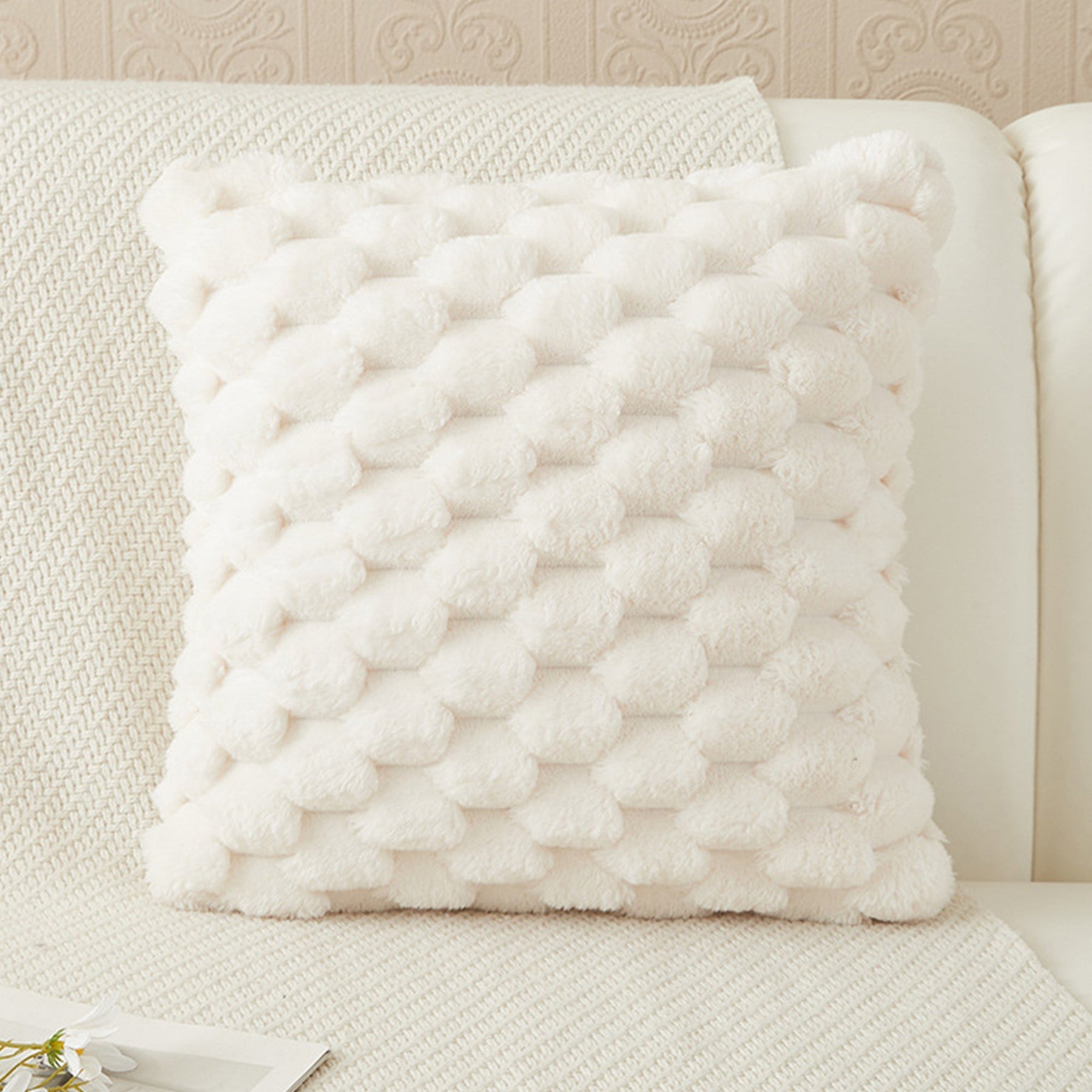 MEYS Coussin carré en tissu blanc 45x45 cm