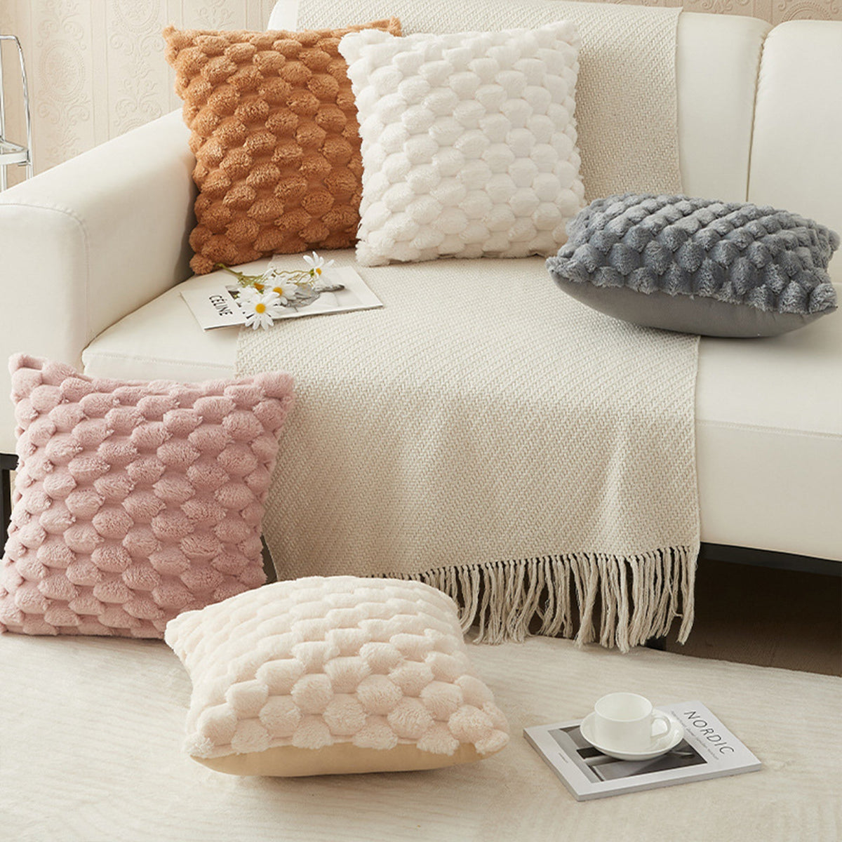 MEYS Coussin carré en tissu blanc 45x45 cm