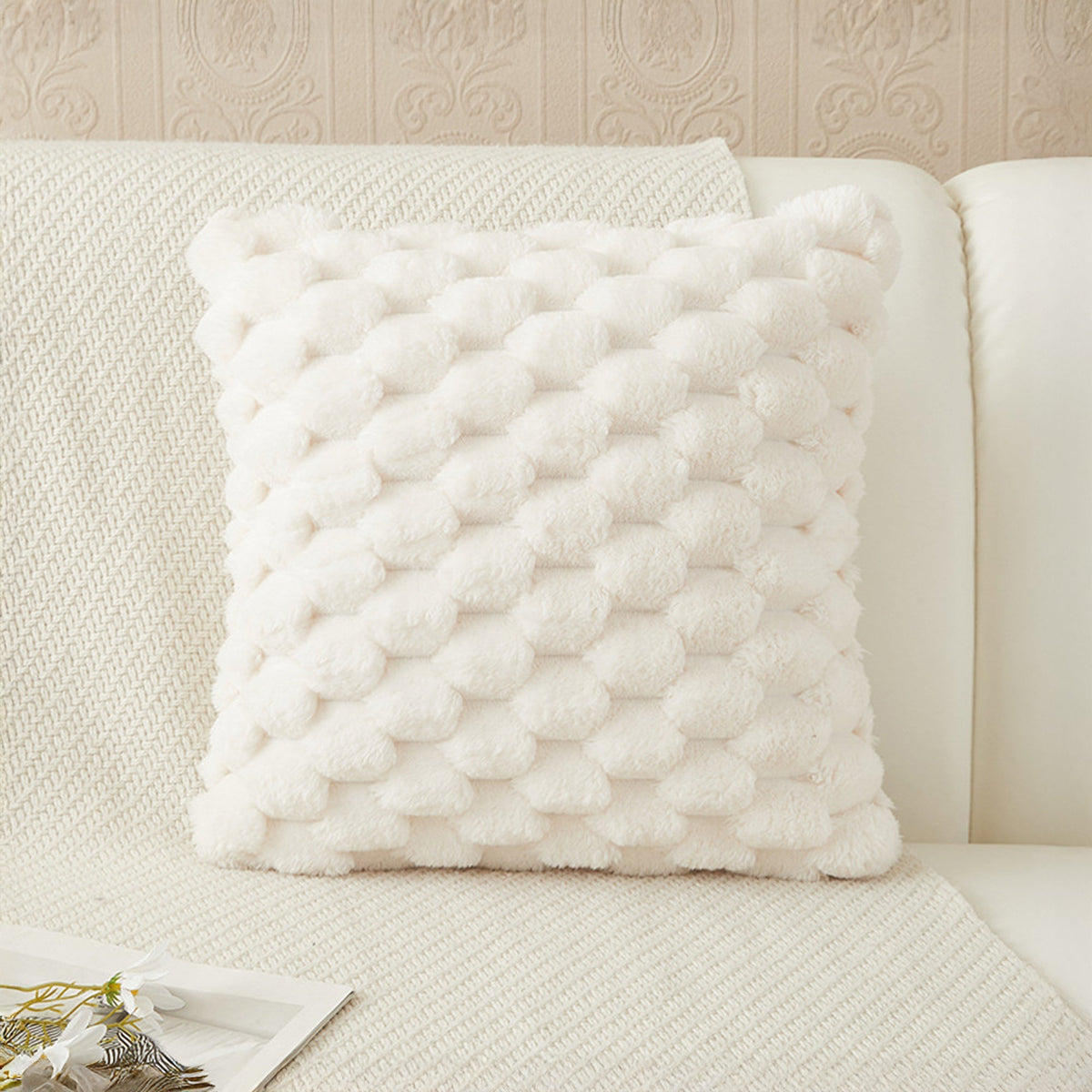 MEYS Coussin carré en tissu blanc 45x45 cm