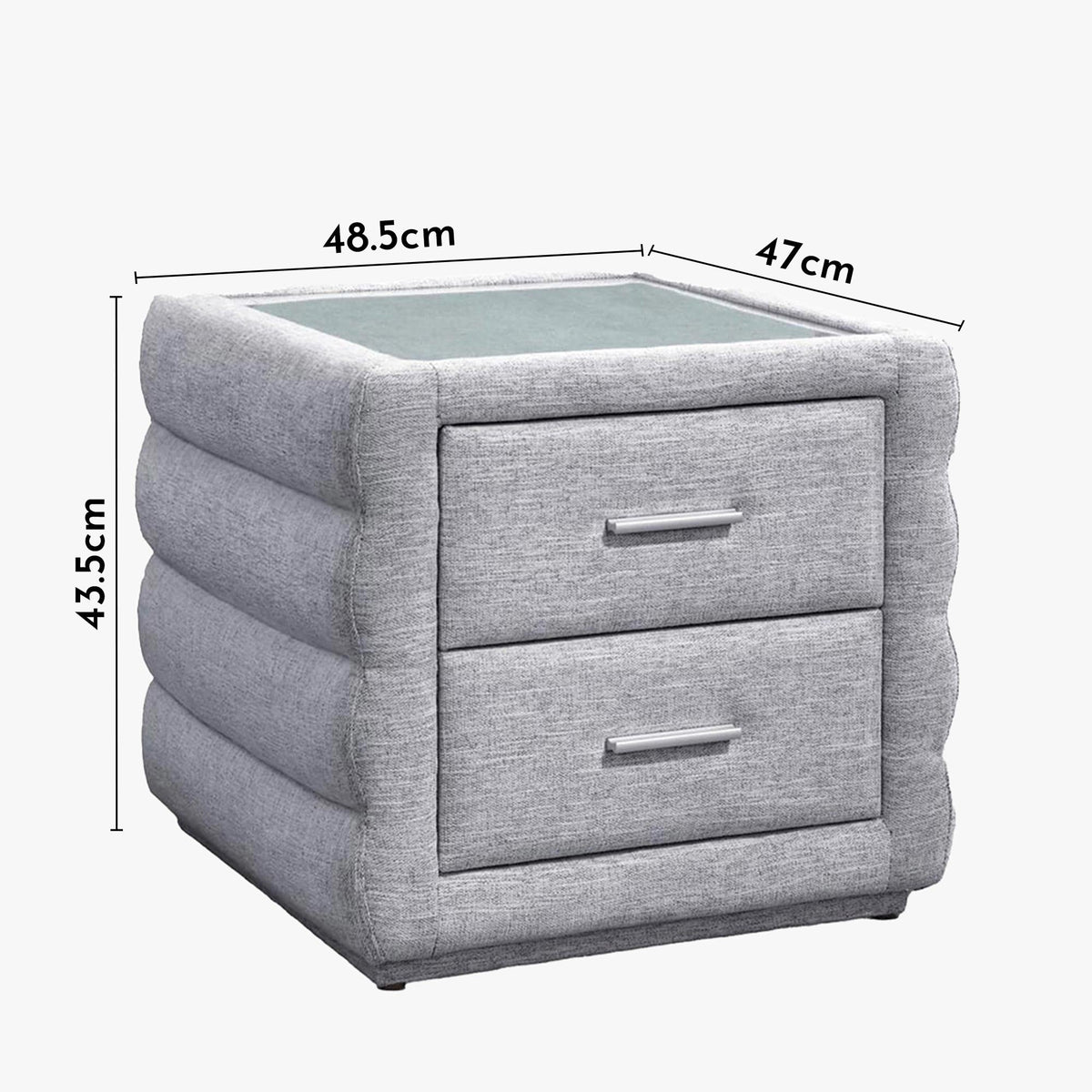 MEZZA Table de chevet 2 tiroirs tissu chiné gris