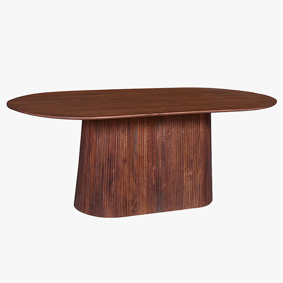 MIGUEL XL Table à manger ovale en bois de manguier brun clair 230 cm