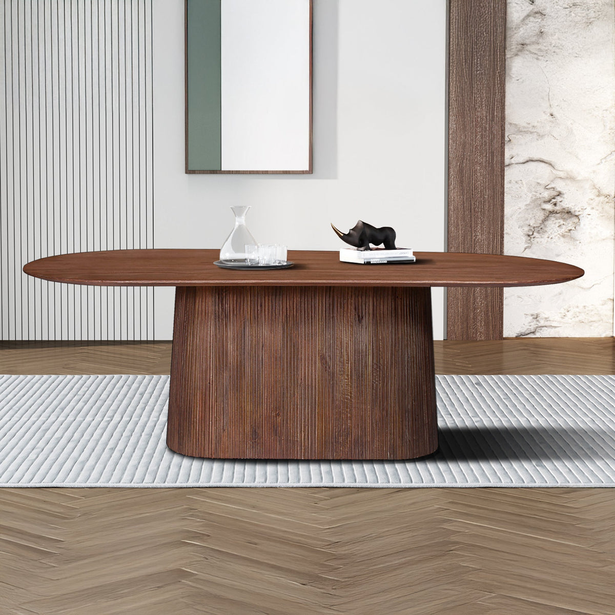 MIGUEL XL Table à manger ovale en bois de manguier brun clair 230 cm