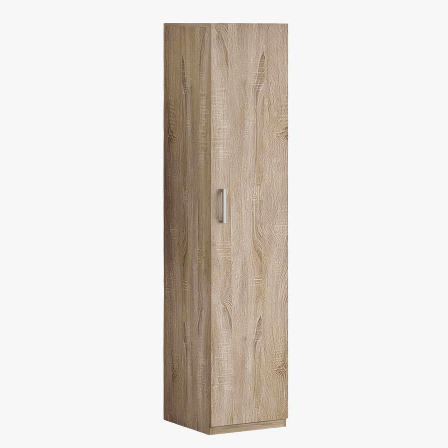 MIKE Armoire 1 porte 4 étagères couleur chêne clair